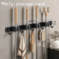 Stainless Steel Mop Holder No Drill Mop Hook Wall Mounted Broom Storage Rack Bathroom Mop Organizer Household Goods Oasis Select black