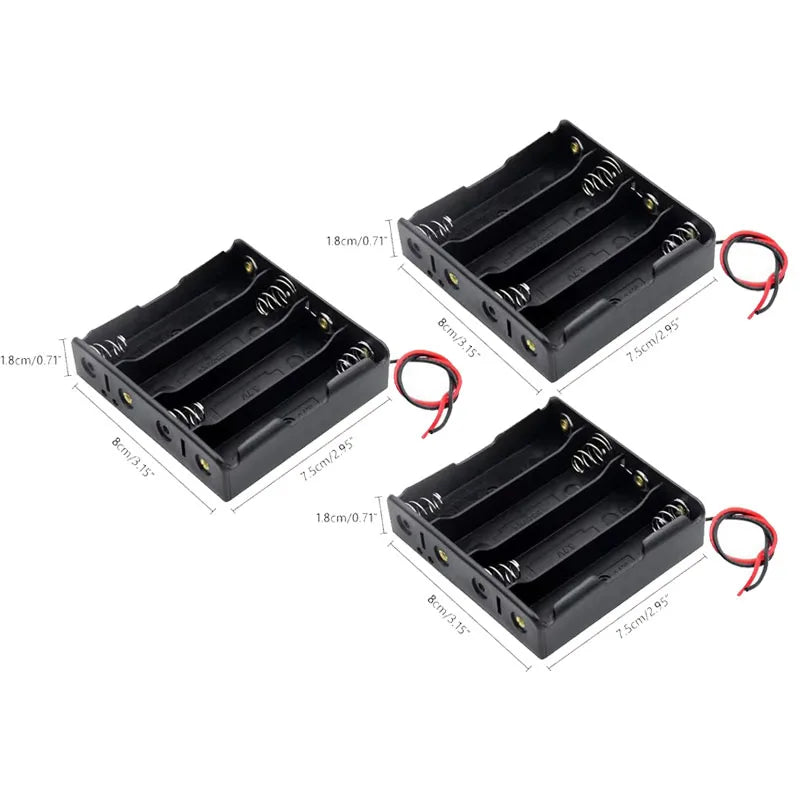 1/5pcs Black Plastic AA LR6 HR6 Battery Storage Case Clip Holder Container 1X 4X 18650 Battery Storage Box Case Wire Lead Pin Aa Oasis Select 4X-3pcs