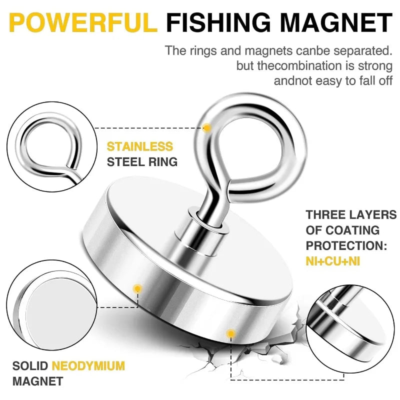 Super Strong Neodymium Fishing Magnet – Rare Earth Treasure Hunt