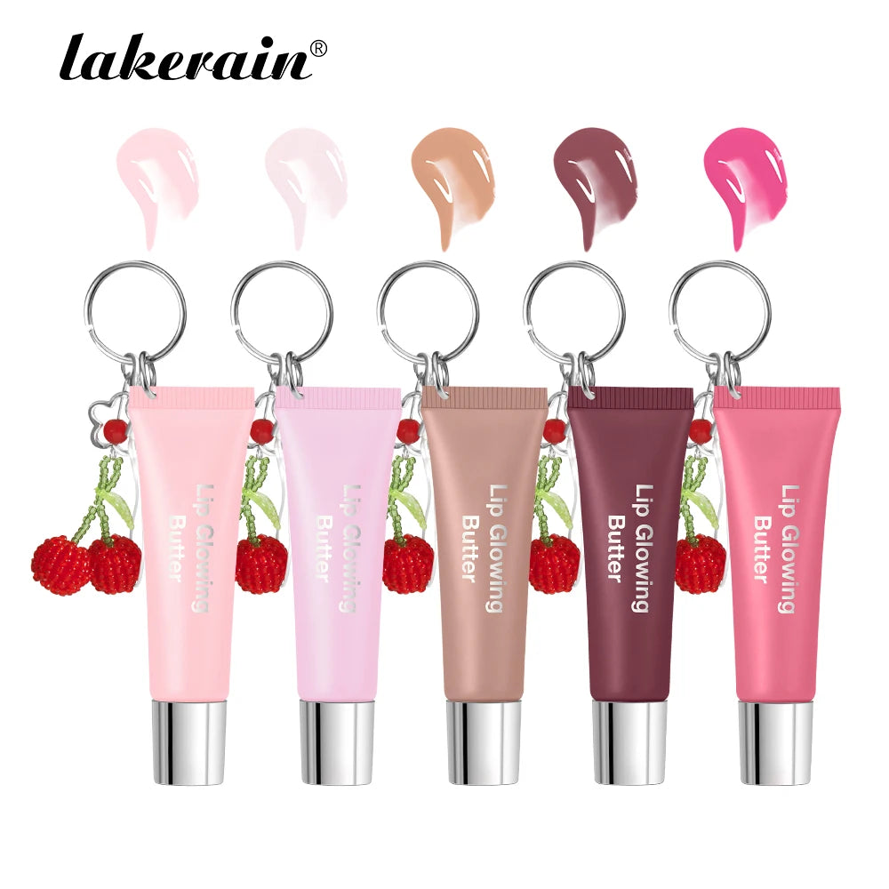 Lip Glowing Butter Gloss Long Lasting Cherry Keychain Moisturizing Lip Oil Plumper Nourishing Makeup Care Hydrating Lipstick Oasis Select Set