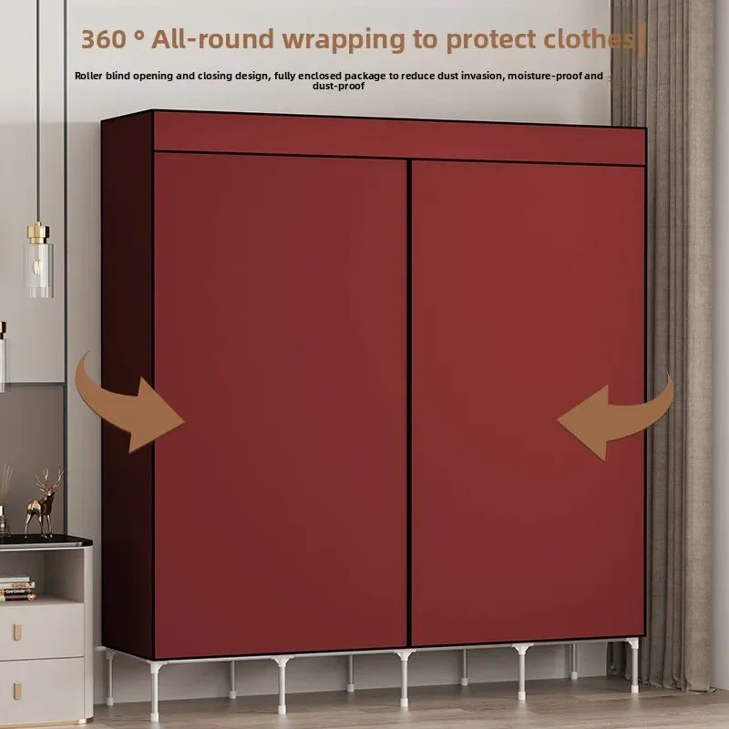 Cloth wardrobe steel pipe bold reinforcement zipper fully enclosed single dormitory wardrobe non-woven wardrobe Durable Oasis Select