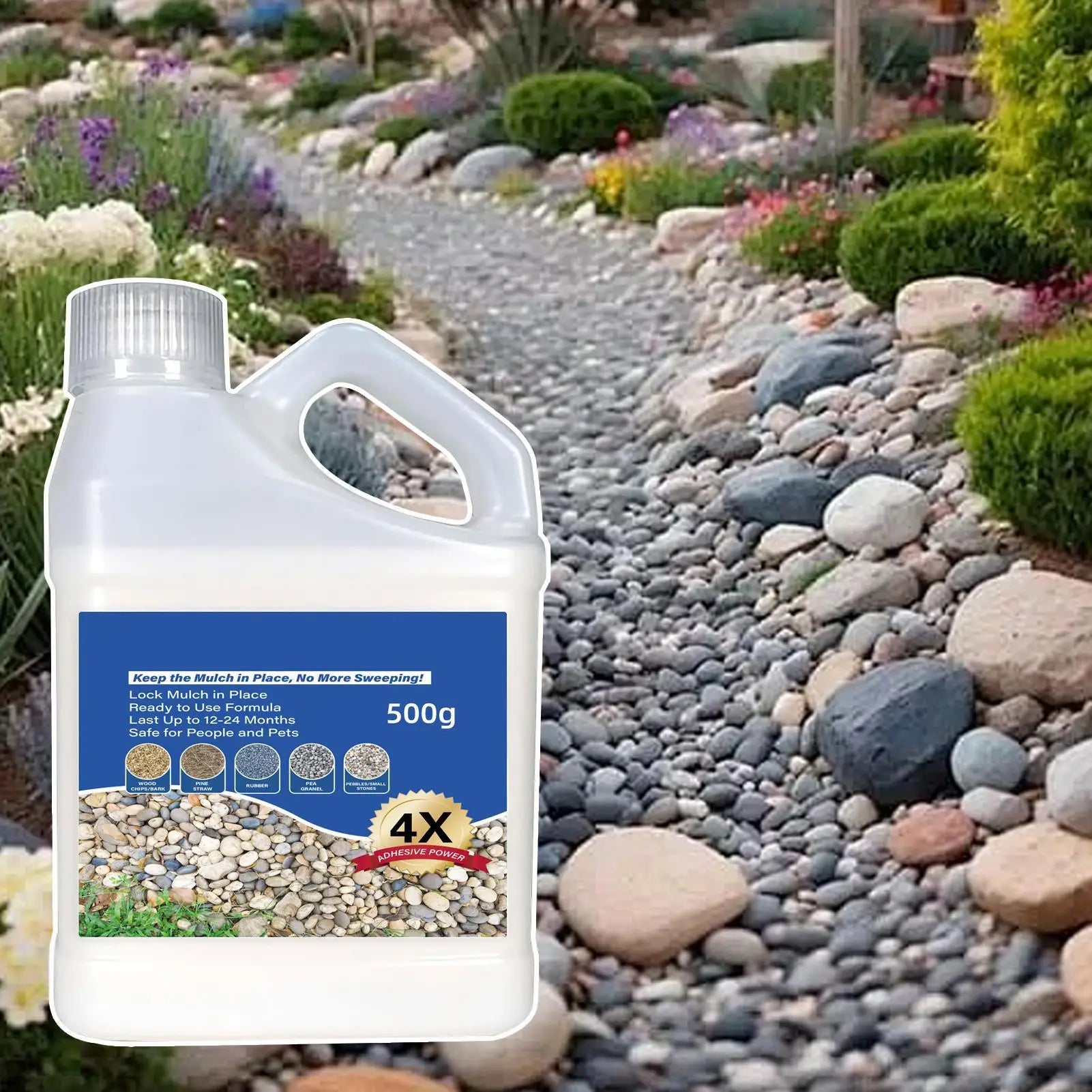 Rock Glue 500g Mulch Rock Adhesive Pea Gravel Sticky Rock Glue Fast Drying Glue Outdoor Yard Patio Stones Landscape Adhesive Oasis Select