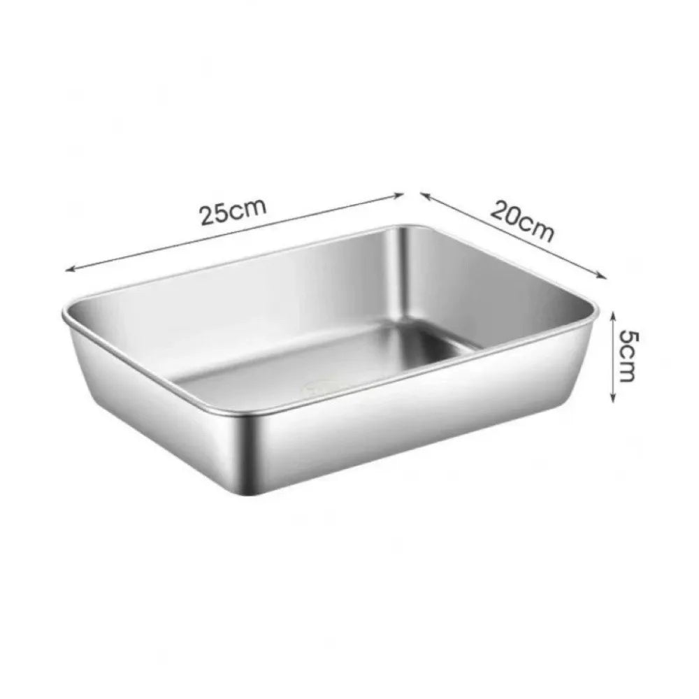 Stainless Steel Square Plate with Lid | Food Storage & Baking