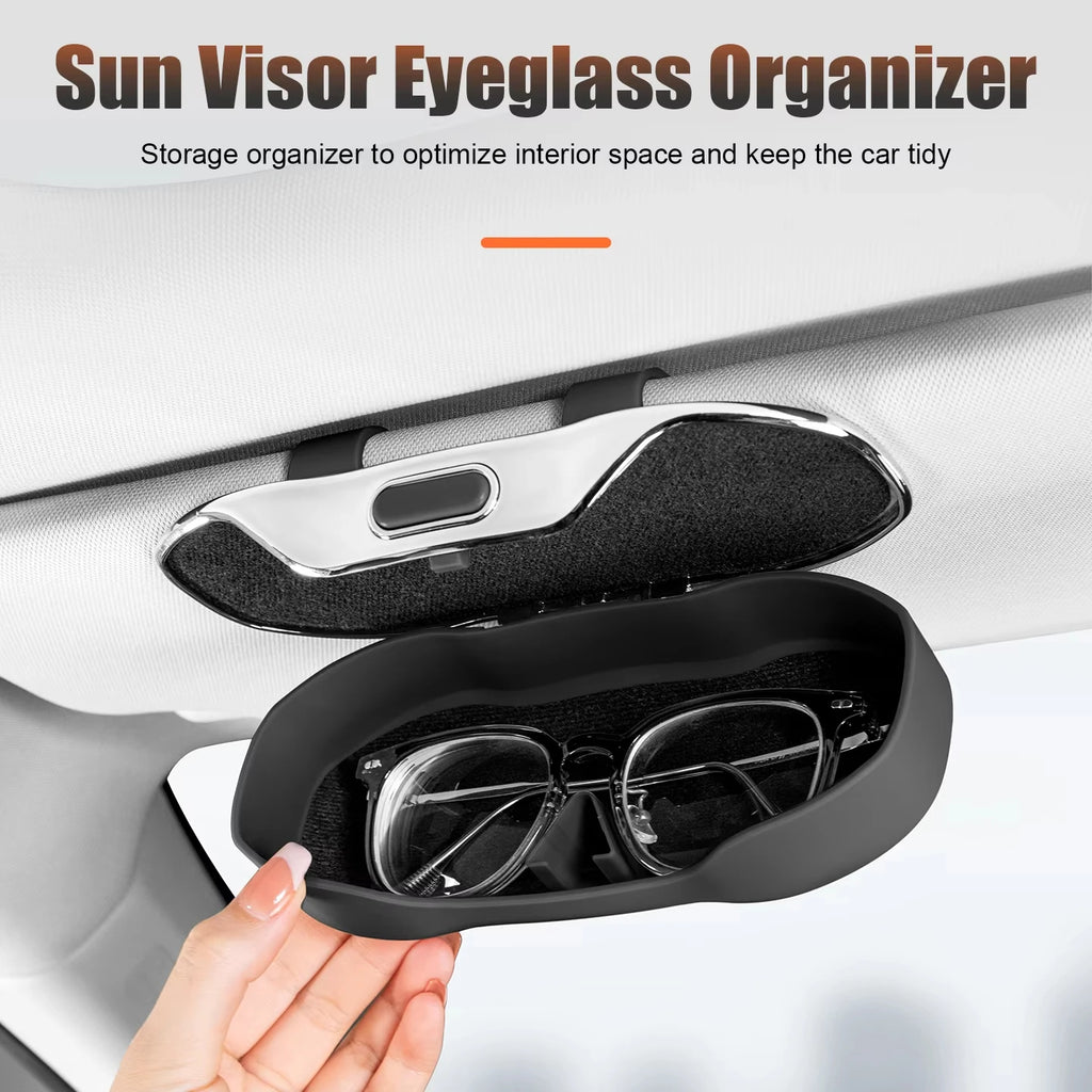 Car Sun Visor Sunglasses Holder – Anti-Scratch ABS Case