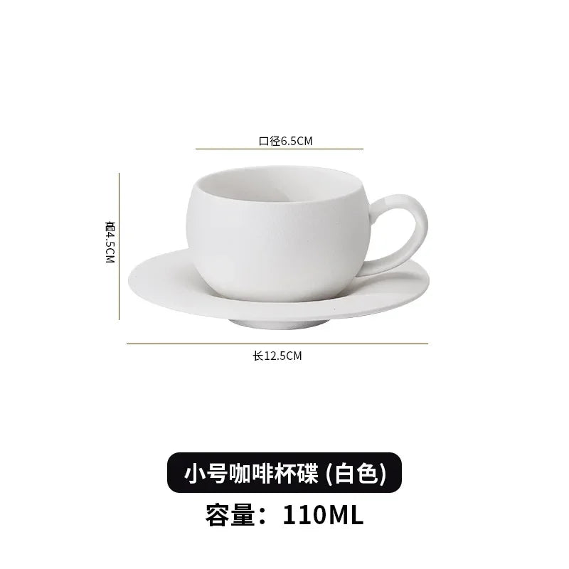 280ML Rock Sand Ceramic Coffee Cup Set Japanese-style Exquisite Afternoon Flower Tea Cup Hotel Upscale Restaurant Coffee Cup Oasis Select White 110ML 110280ML