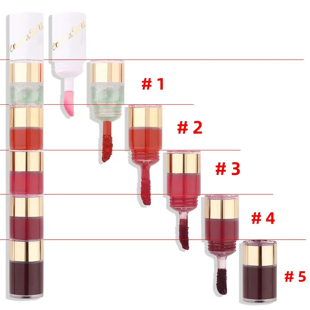 CmaaDu 5-in-1 Matte Lip Gloss Set – 5 Colors, Waterproof Vegan