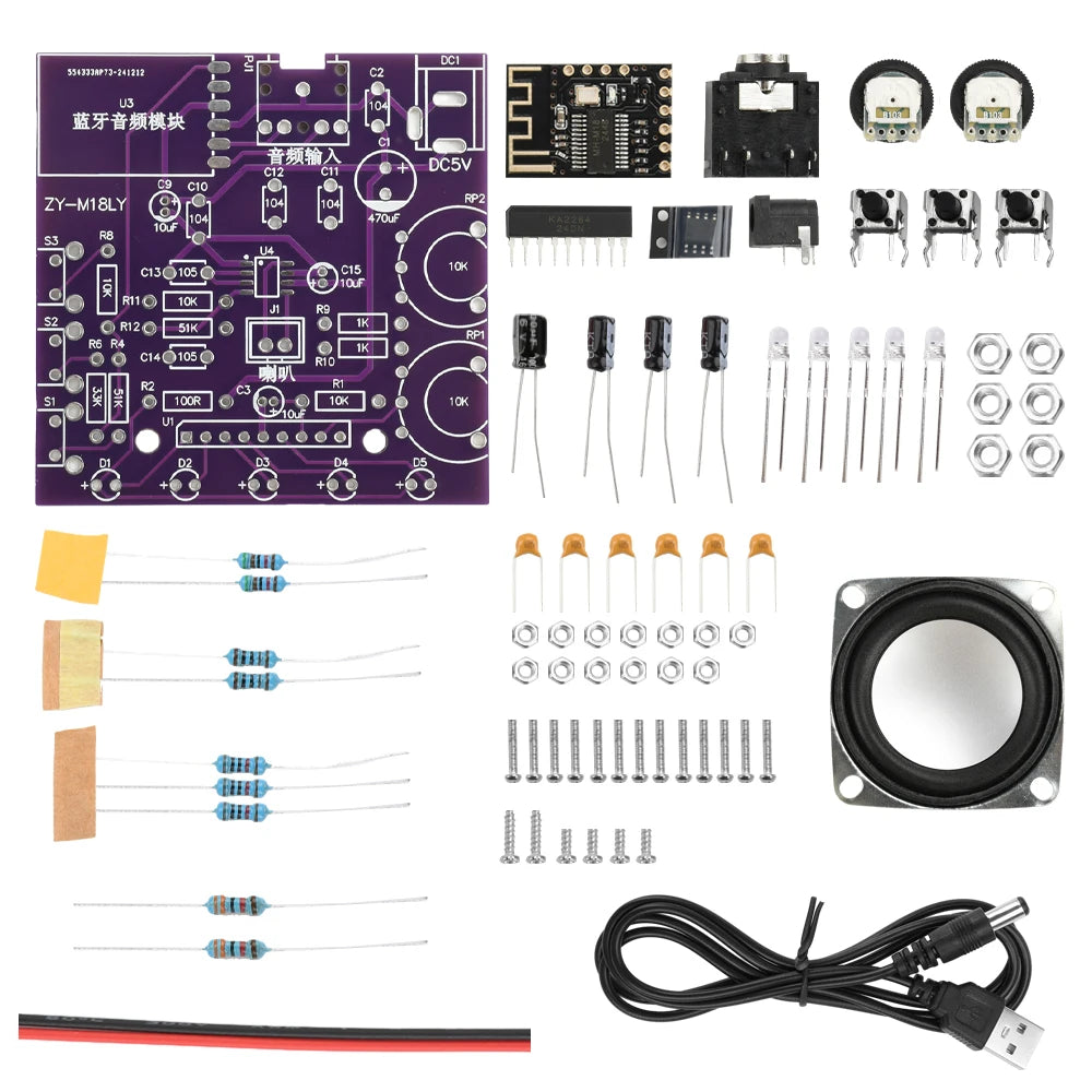 DC 5V 3W Bluetooth Speaker DIY Kit Stereo Amplifier Small Audio DIY Making Circuit Board Soldering Practice DIY Electronic Kit Oasis Select