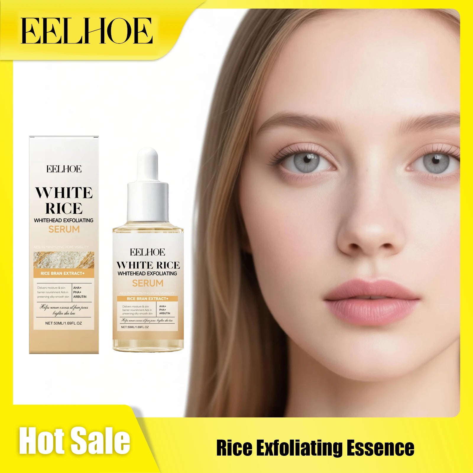 EELHOE Rice Skin Exfoliating Essence Remove Dead Skin Shrink Pores Brighten Skin Tone Reduce Fine Lines Skin Moisturize Essence Oasis Select