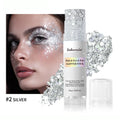 Shiny Glitter Gel Stick Highlighter, Sparkling Sequins Pearl White Pink Eyeshadow, Face Body Brighten Makeup for Stage & Daily L Oasis Select 2Silver