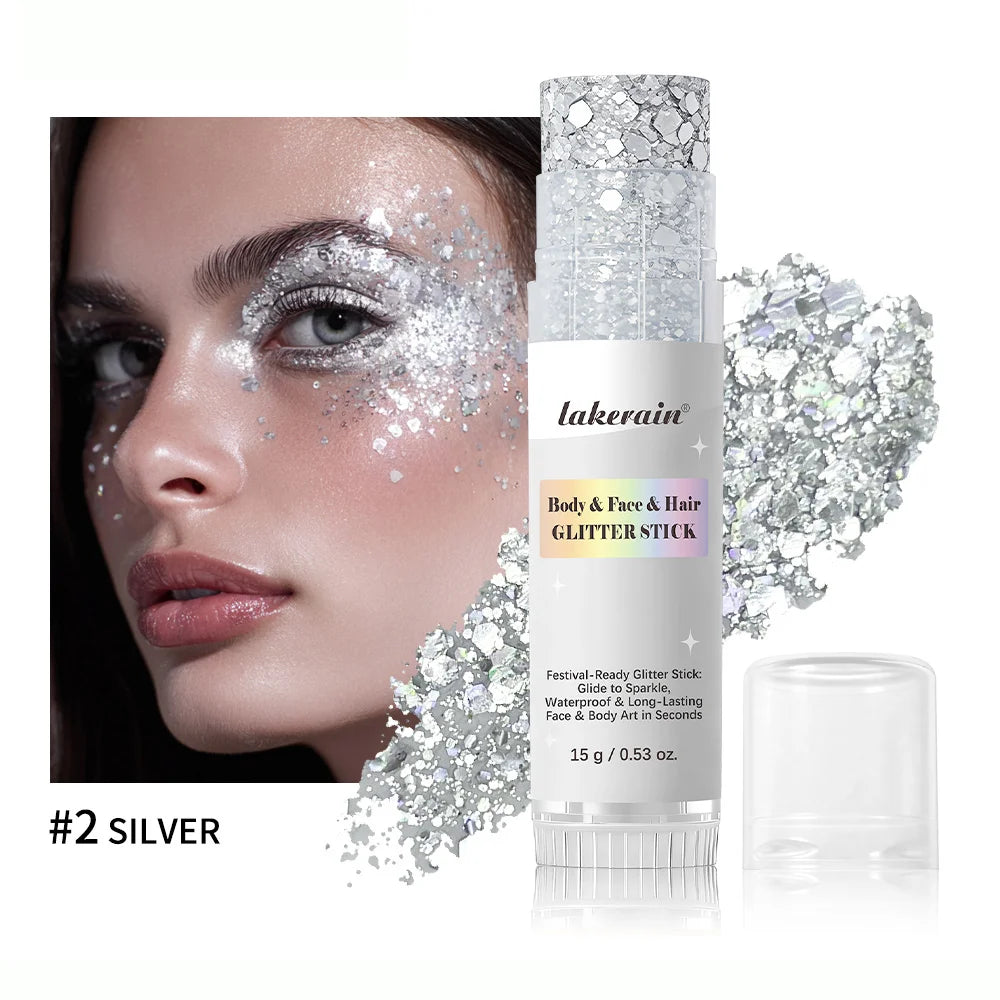 Glitter Gel Stick Highlighter – Pearl White & Pink Eyeshadow