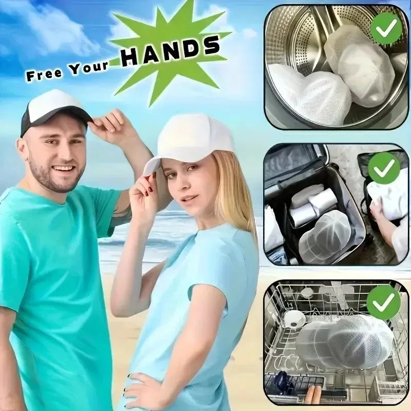 2pcs/set (Hat Washing Bag and Hat Rack),Mesh Baseball Cap Cleaning Bag,Hanging Clothe Organizer Pouch for Laundry Closet Storage Oasis Select