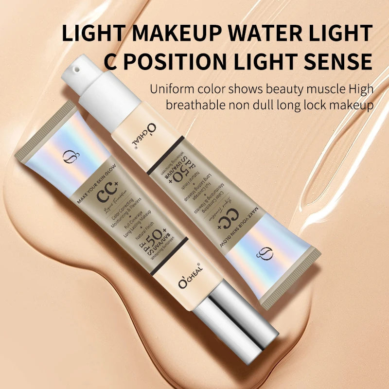 Ocheal 30g CC Cream Foundation Waterproff Concealer Moisturizing Sunscreen Liquid SPF 50+ Long Lasting Brightening Makeup Primer Oasis Select