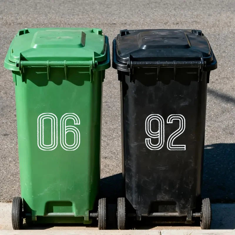 Wheelie Bin Stickers Stripes Number Self Adhesive Waterproof Stickers 0-9 Decals Outdoor/Indoor For Trash Can Garage Mailboxes Oasis Select