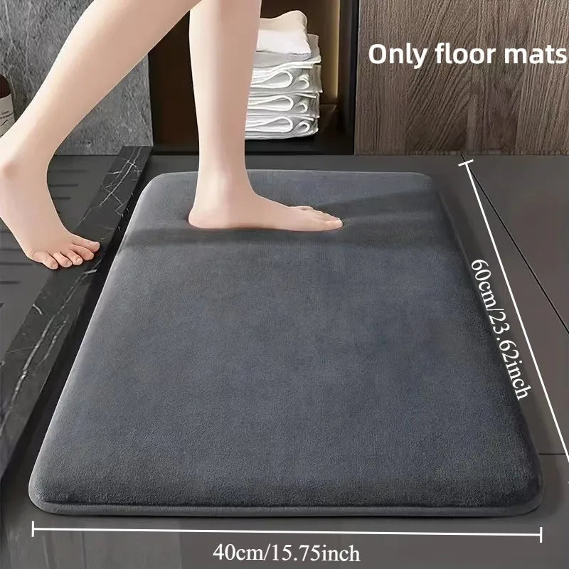 Super Absorbent Floor Mat Coral Velvet Non-Slip Bath Mat Quick Dry Bathroom Rug for Shower Room & Doorway Oasis Select Dark gray 40cm x 60cm