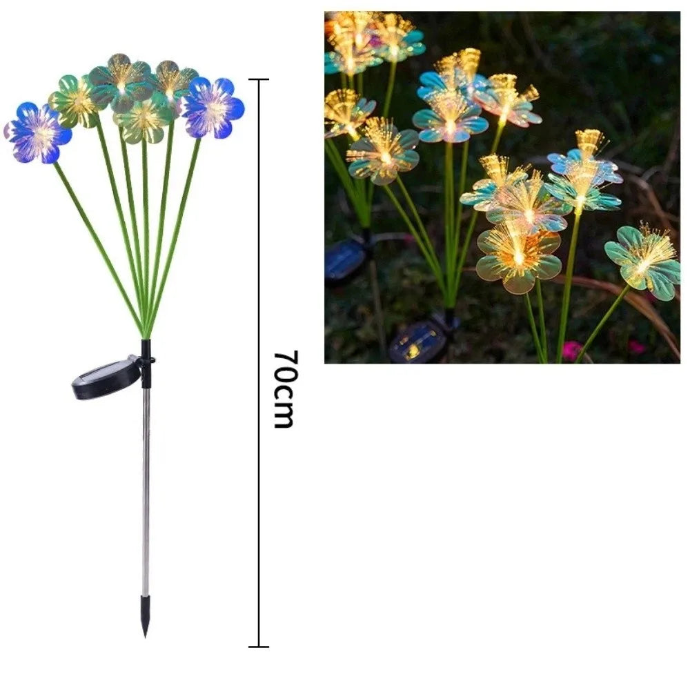 Solar Fiber Optic Flower Garden Stake Light | Waterproof 6/8 Head
