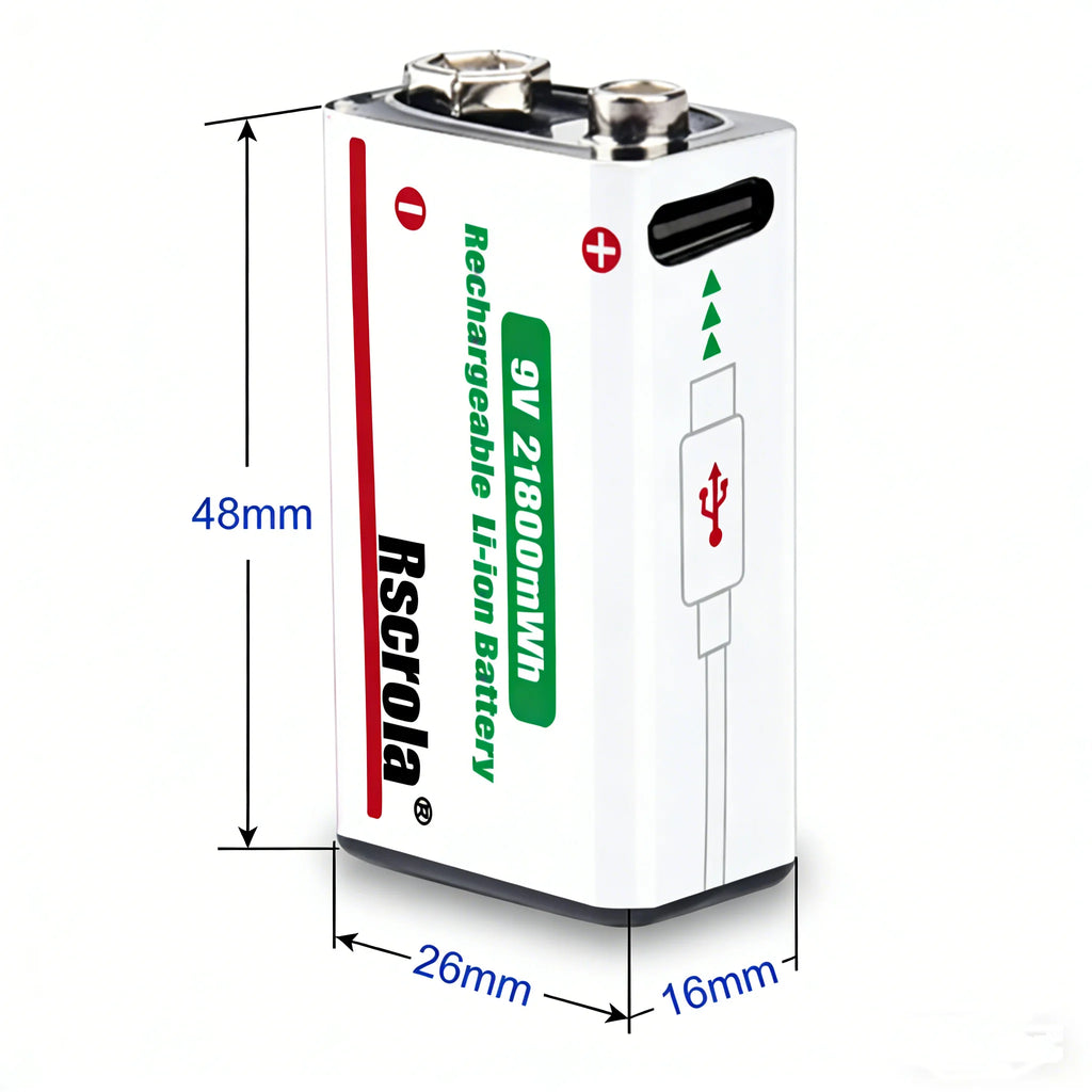 New 1-10PCS Hot selling 9 Volt USB-C Rechargeable Lithium Battery High Capacity Fast Charging for Multimeter Wireless Mic Oasis Select