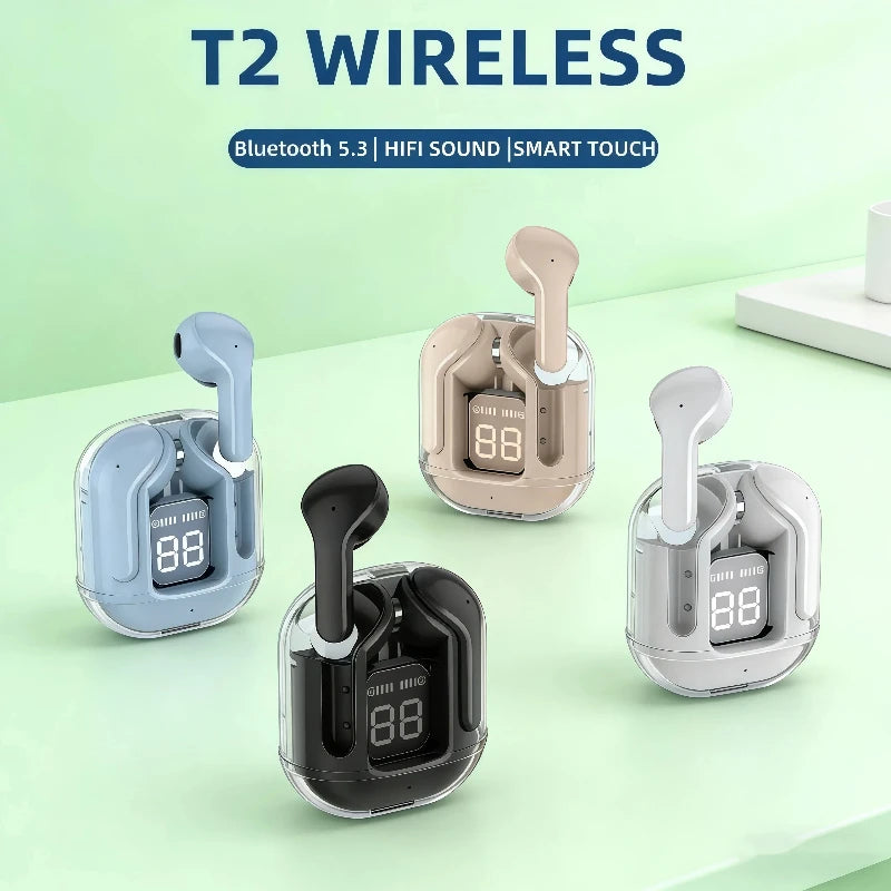 Original T2 TWS Transparent Wireless Bluetooth Headset HIFI Sound Wireless Earphones Bluetooth 5.3 Oasis Select
