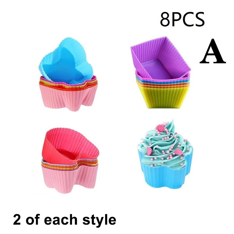 8 Pcs Silicone Lunch Box Dividers, Multi-use Baking Tools, Food Separator for Kids Students Bento Box & Cake Molds Oasis Select A