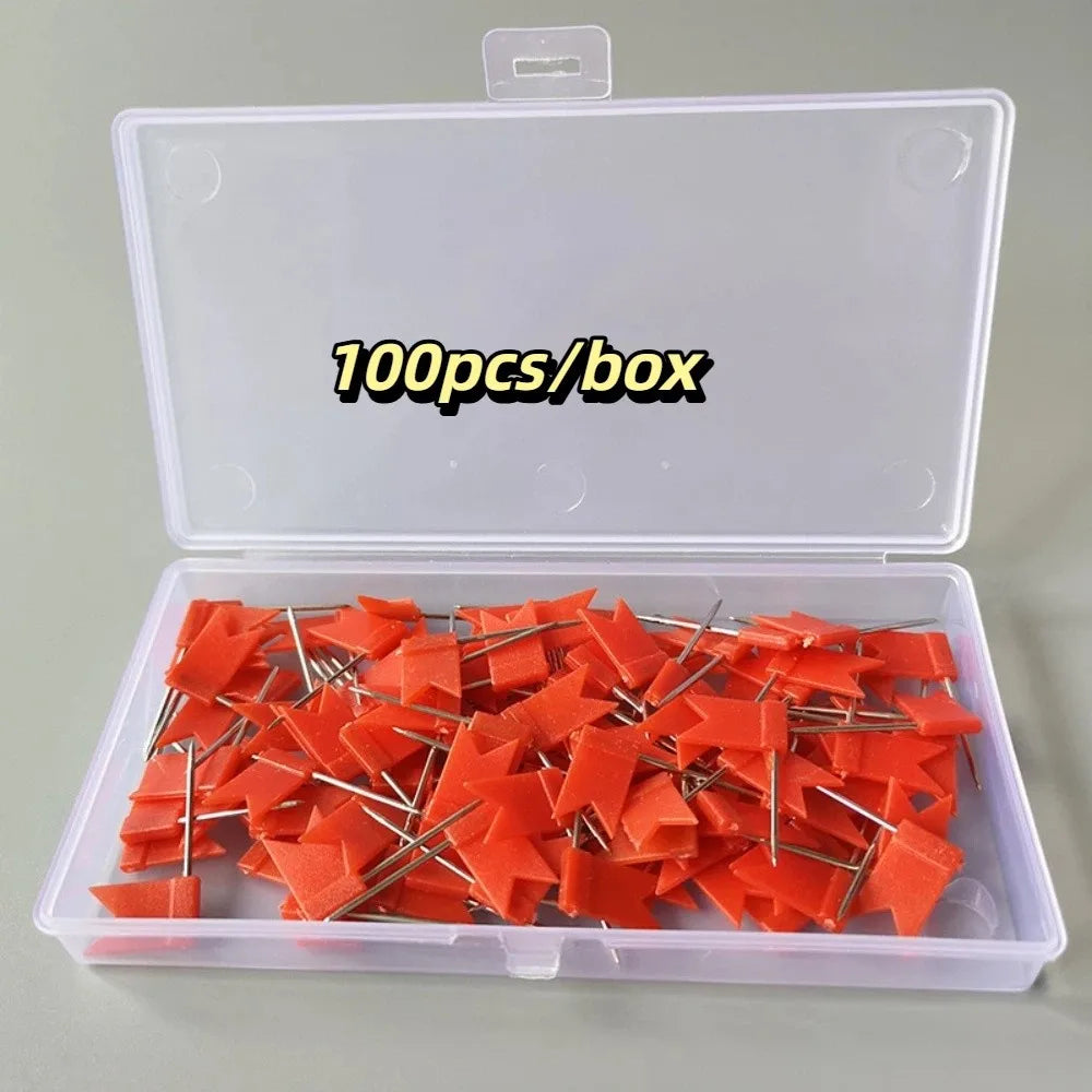 100pcs/box Bright Colors Colored Push Pins Easy Insert Reliable Material Drawing Tacks Stable Fixing 100 Pieces Box Oasis Select Red