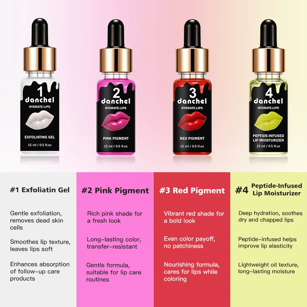 Hydrate-Lips Set Gentle Exfoliation Long-Lasting Color Deep Nourishment BB Lip Gloss Combo 4-in-1 Complete Lip Care Set Makeup Oasis Select