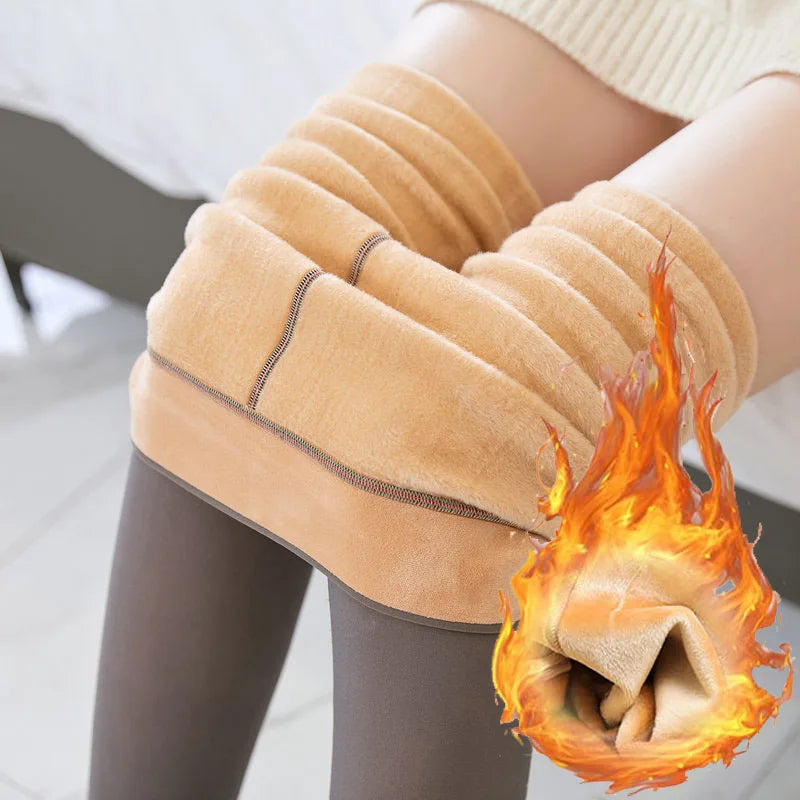 Winter Woman Pantyhose Translucent Wool Sock Pants Winter Stocking Fleece Lined Tights Thermal Pants Legging Fake Pantyhose 2022 Oasis Select