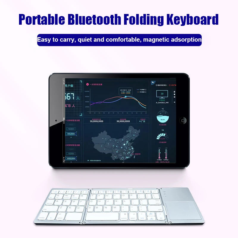 Wireless Folding Keyboard Bluetooth Keyboard With Touchpad For Windows, Android, IOS,Phone,Multi-Function Button Mini Keyboard Oasis Select