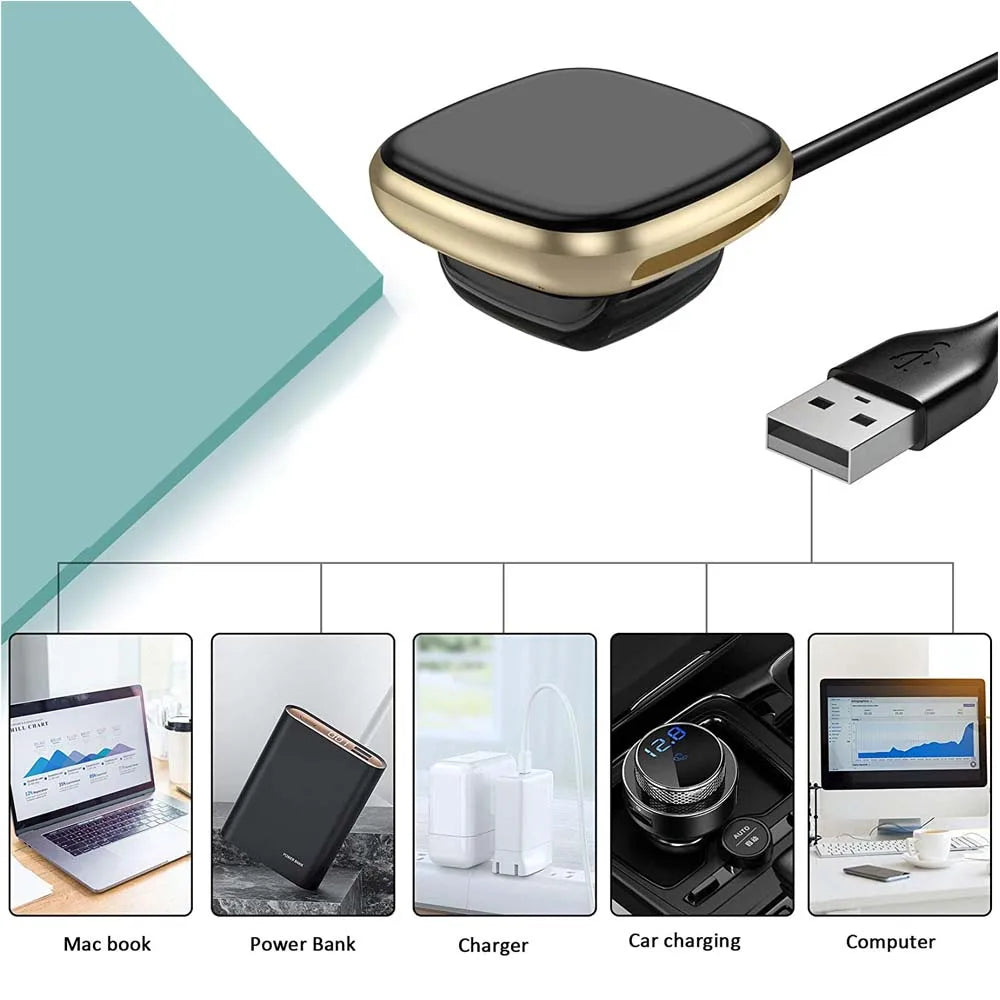 Magnetic USB Charger for Fitbit Versa 4, Versa 3 & Sense Smartwatch Charger Oasis Select