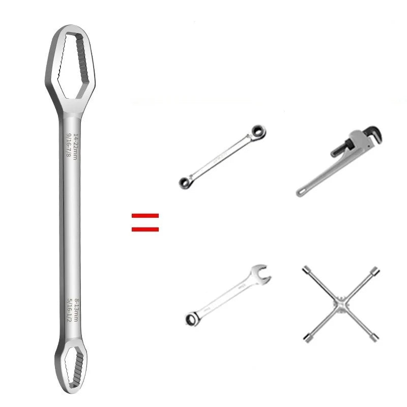 JUSTINLAU Adjustable Multi Functional Wrench Double Headed Multi Functiona Universal Wrench Maintenance Manual Tool 3-17mm8-22mm Oasis Select