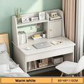 Computer desk desktop bookshelf integrated learning writing desk primary and secondary school students bedroom desk Oasis Select White-80CM-a