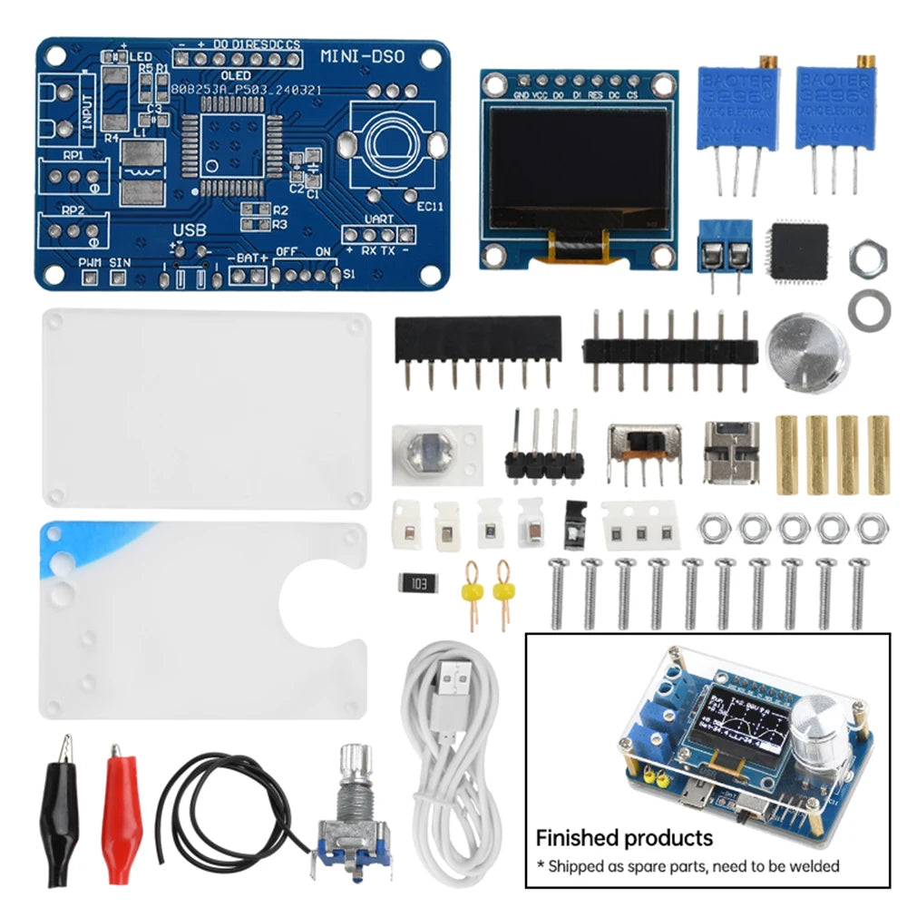 DC 5V DIY Mini Digital Oscilloscope Electronic Kit STC 0.96 Inch DIY Soldering Project Practice Solder Assembly Oasis Select With shell