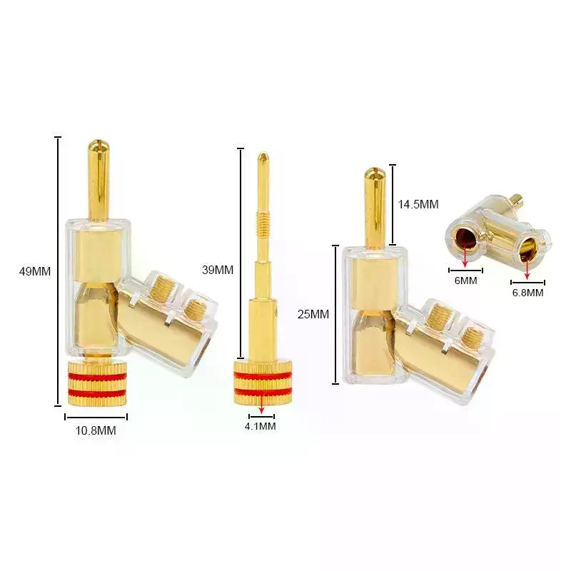 2/4Pcs HIFI Gold/Rhodium Plated Lockable Speaker Cable Banana Plug Connector Self-locking Audio Accessories Oasis Select