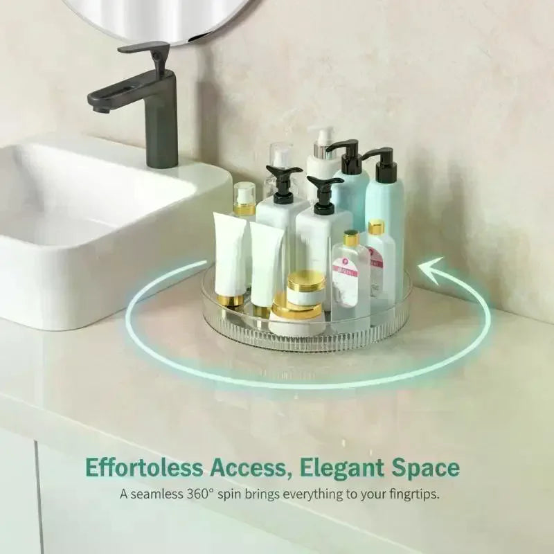 Clear 360 Degree Rotating Perfume Storage Tray 1Pcs Makeup Organizer Display Case for Vanity Desktop Bathroom Countertop Oasis Select