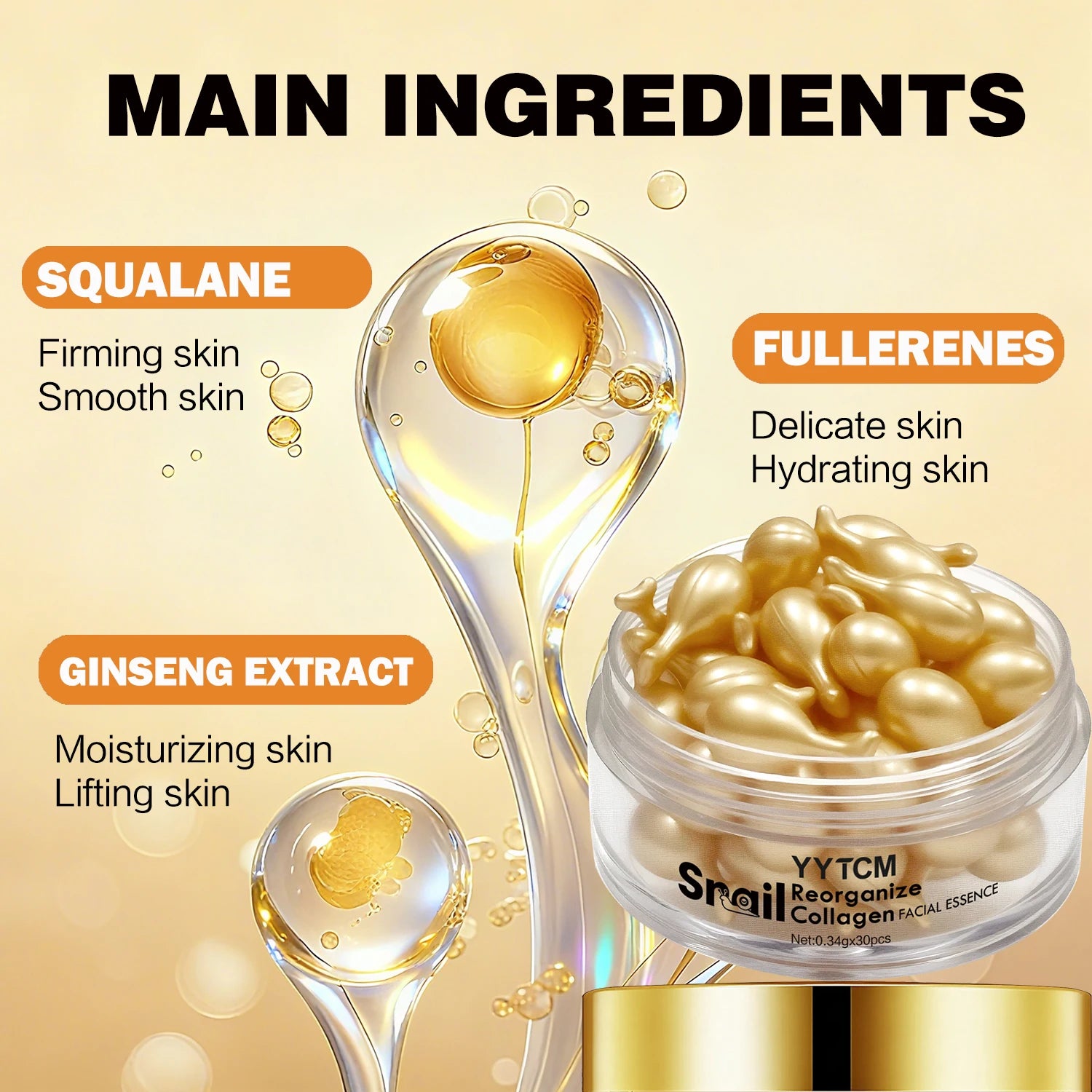 Snail Collagen Serum Capsules – Hydrating, Firming & Squalane Face Serum Capsules Oasis Select