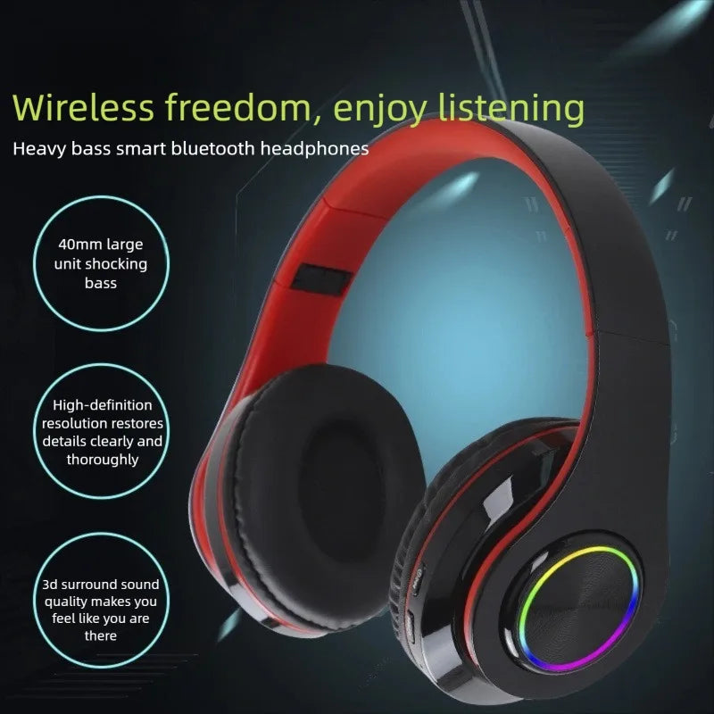 Wireless Bluetooth 5.0 Headphone With Microphone On-Ear Headset Stereo Sound Earphones Sports Gaming Foldable Headphones Game Oasis Select