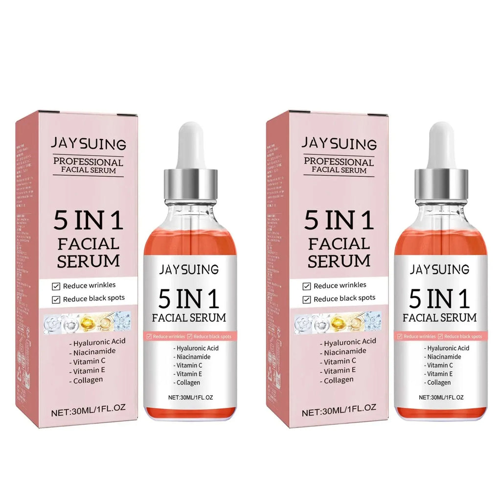 Jaysuing 5 In 1 Hyaluronic Acid Face Serum 30ml Moisturizing Vitamin C Collagen Lightning Facial Serum Shrink Pores Skin Care Oasis Select 2pcs