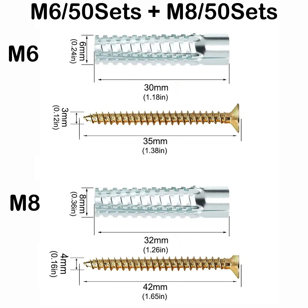 Metal Expansion Screws & Anchor Bolts | Carbon Steel 20–100 Sets