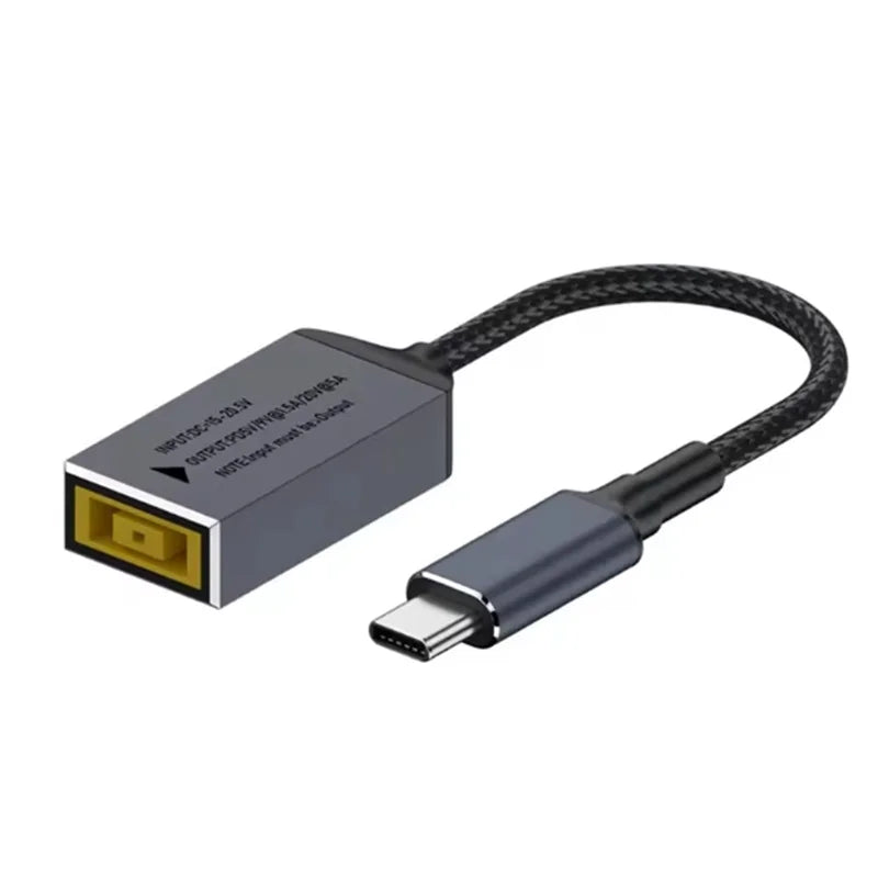  ﻿ 65W 100W 140W Type-C USB C to Square Plug Fast Charging Cable for Lenovo Laptop Charger DC 5V/9V/20V PD Adapter Converter Oasis Select