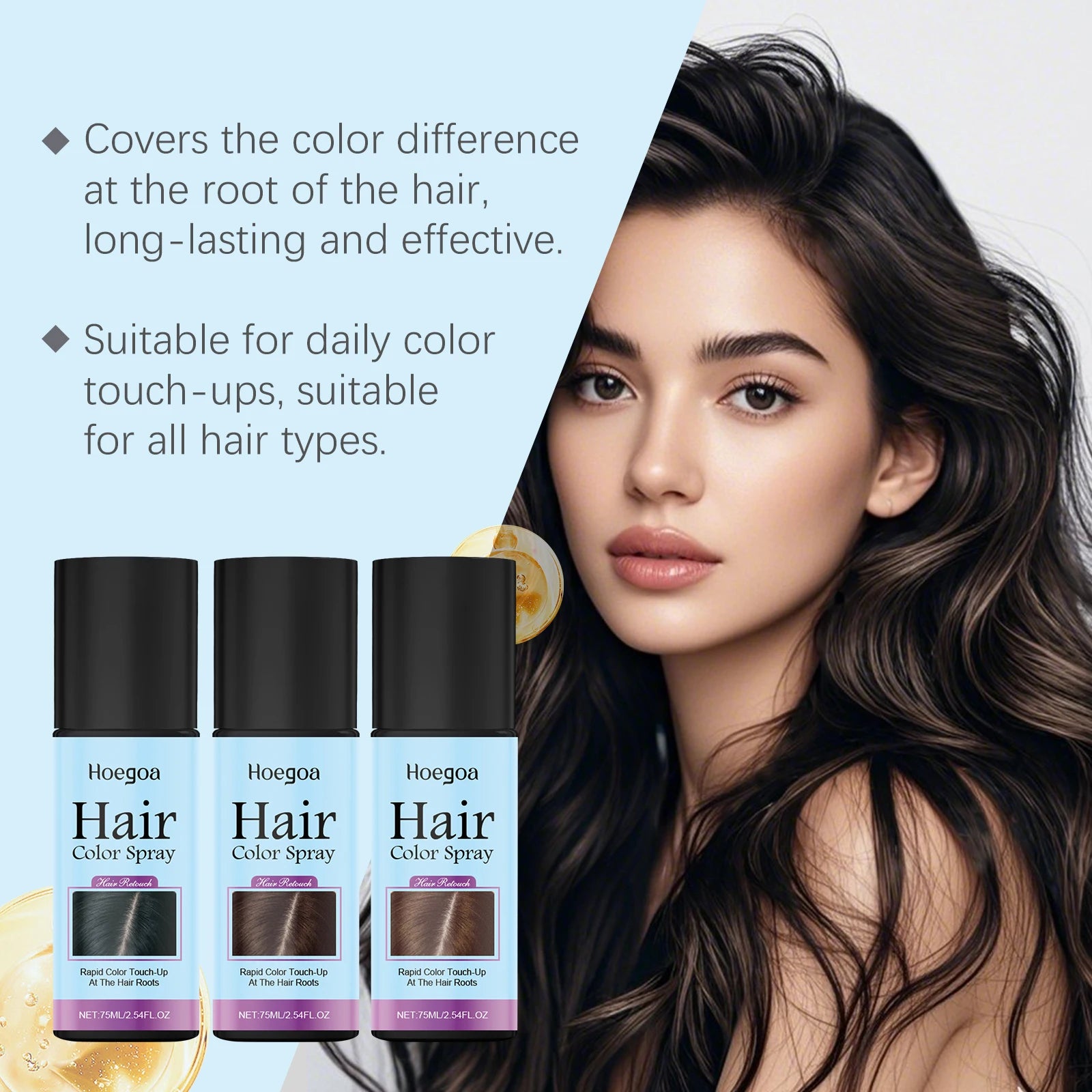 Temporary Hair Coloring Spray One-Time Hair Color Covering White Gray Hair Hairline Dye Lasting Coloring Black Hair Dye Spray Oasis Select
