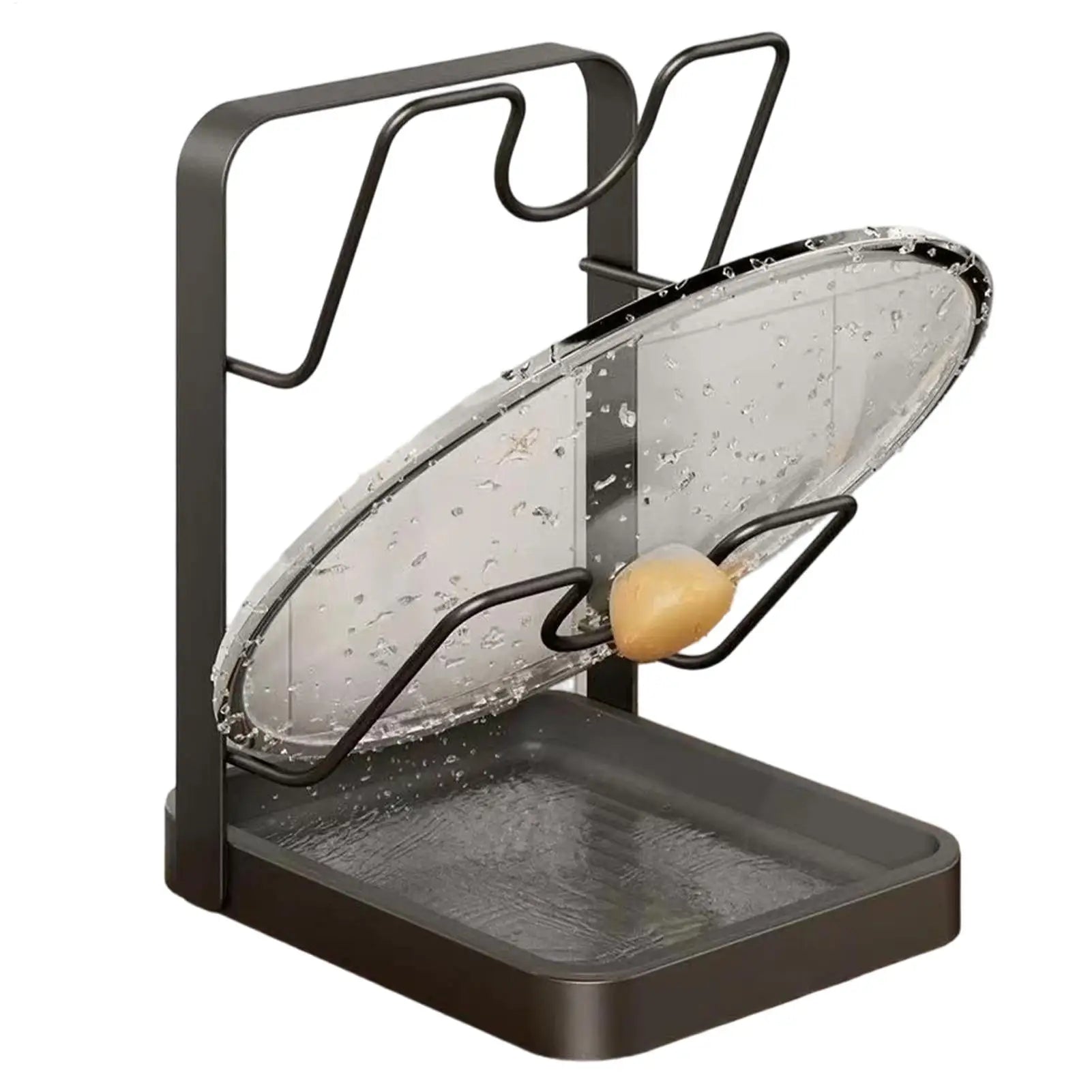 Pot Lid Rack Space Saving Anti-Slip Kitchen Stand Pot Lid Storage Organizer Drying Holder for Ladle Spatula Spoon Plate Dish Oasis Select