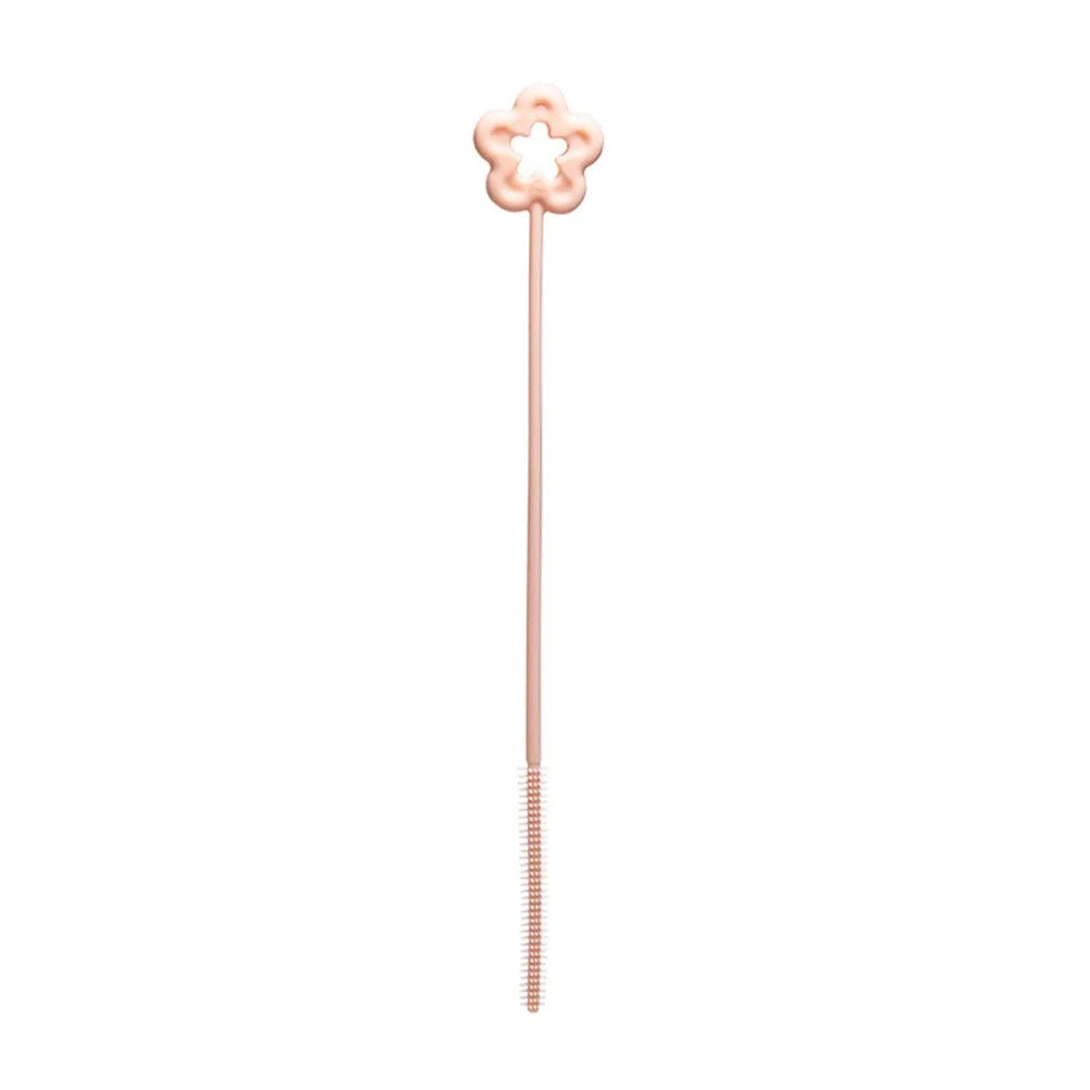 Reusable Straw Cleaning Brush Cleaning Tool Kitchen Gadgets Bottle Cups Cover Brush Long Straw Brush Flower Style Oasis Select Pink