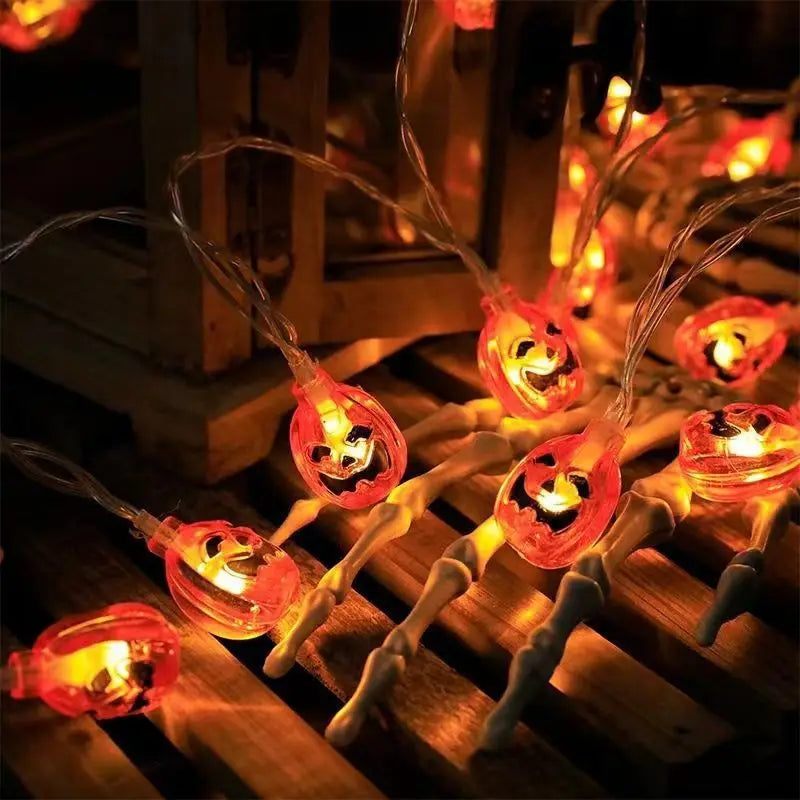 LED Halloween Decorative Light String Pumpkin Ghost Evil Devil's Eye Skull Party Festival Atmosphere Light Oasis Select Acrylic pumpkin USB 6m 40light