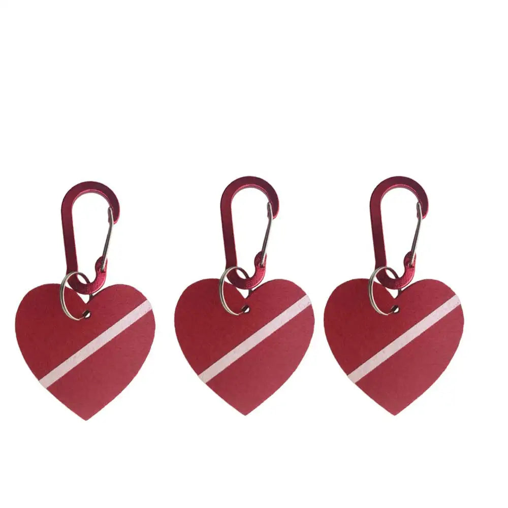 3pcs Recycled Dive Bag Keyring with Aluminum Alloy Snap Hook Diving Backpack Suitcase Shark Heart Key Ring Scuba Diver Gift Oasis Select 3pcs heart
