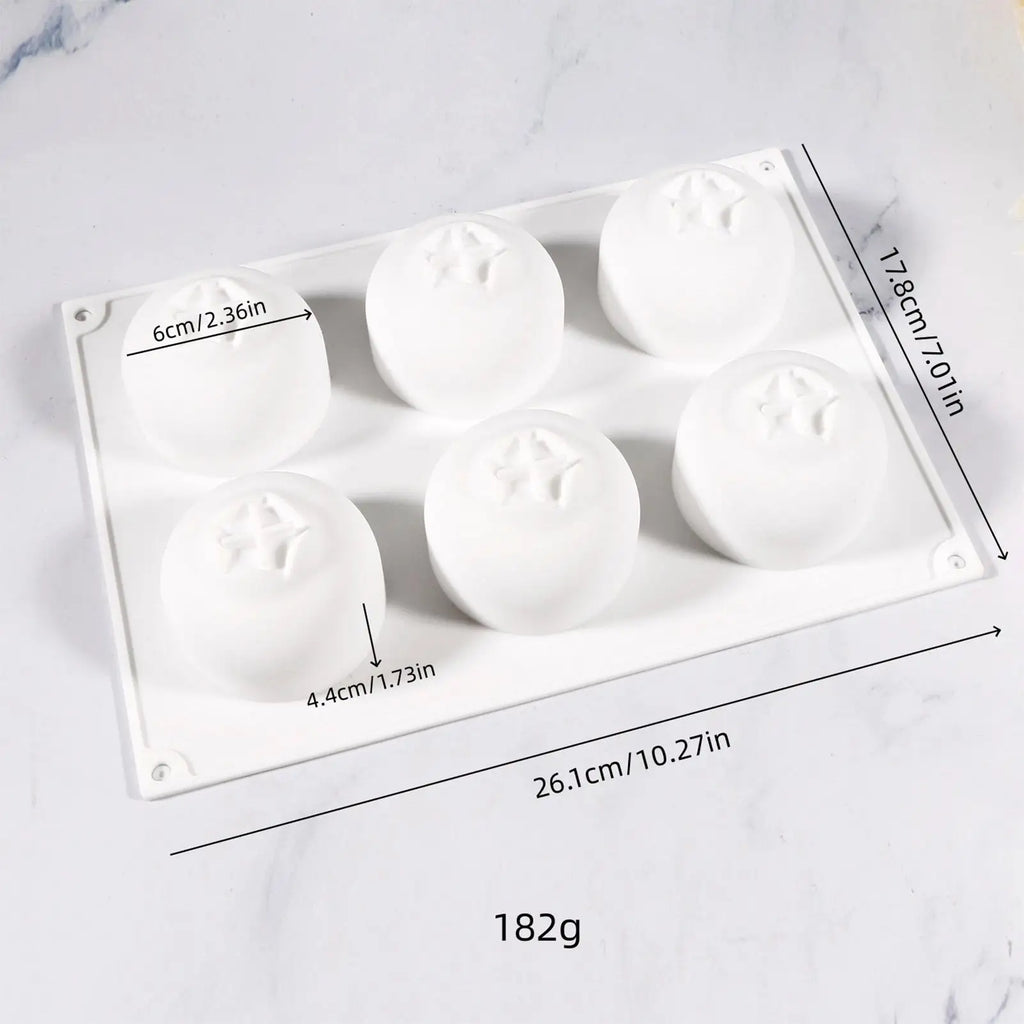 Silicone Baking Mold 6-Cavity Blueberry Food-Grade Heat Resistant Blueberry Shaped Silicone Baking Pan for Chocolate Cookie Oasis Select