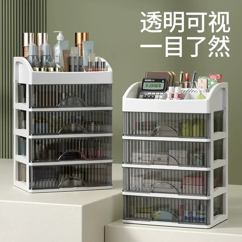 1pc Drawer Makeup Organizer Large Capacity Plastic Makeup Storage Box Lipstick Holder Large Capacity Office Supplies Storage Box Oasis Select 5 layer white B