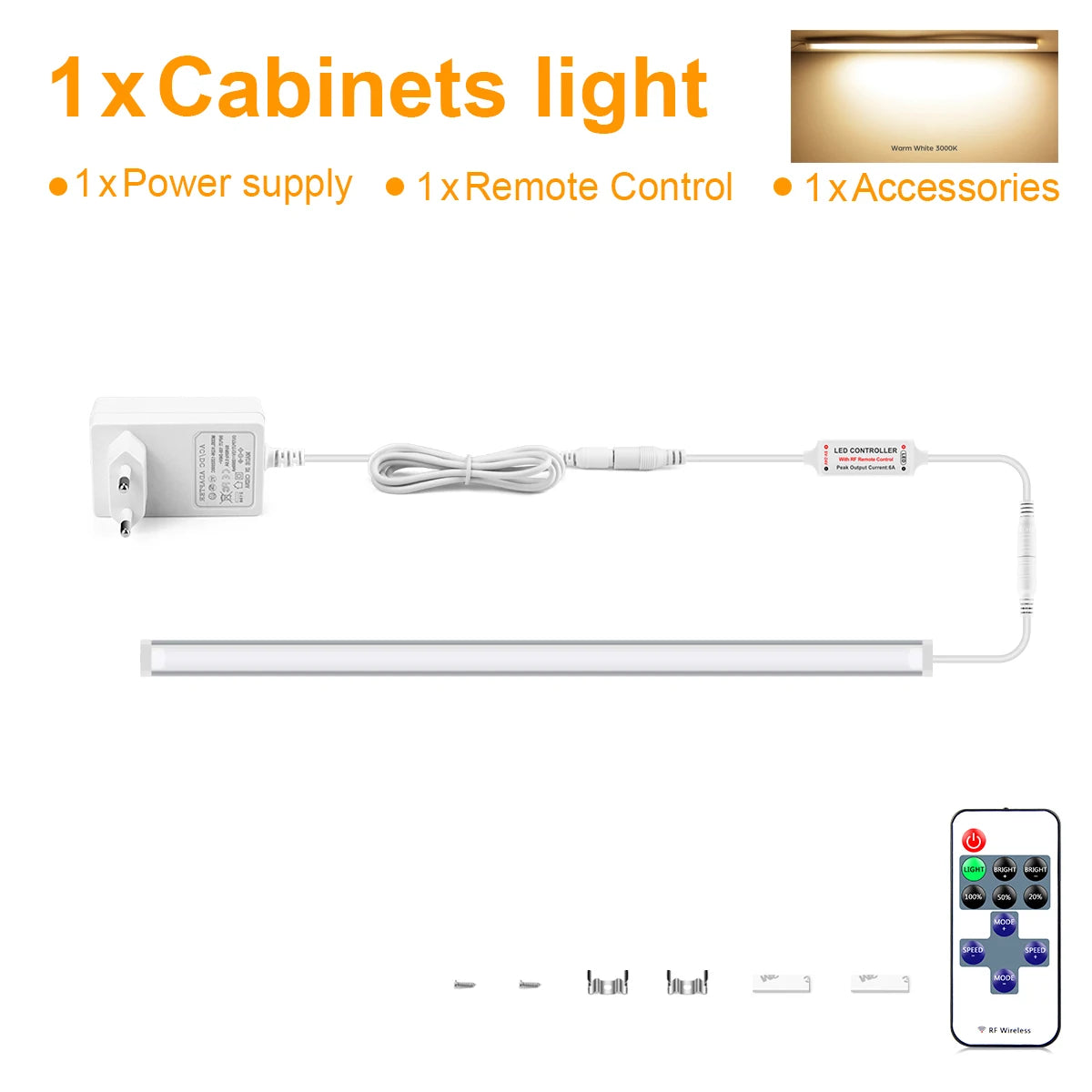 12V Dimmable LED Light Bar 30CM 40CM 50CM White/Warm White Lamp Tube with RF Remote Control Dimmer For Kitchen Bedroom Lighting Oasis Select 50cm 1Pcs LED Bar Warm