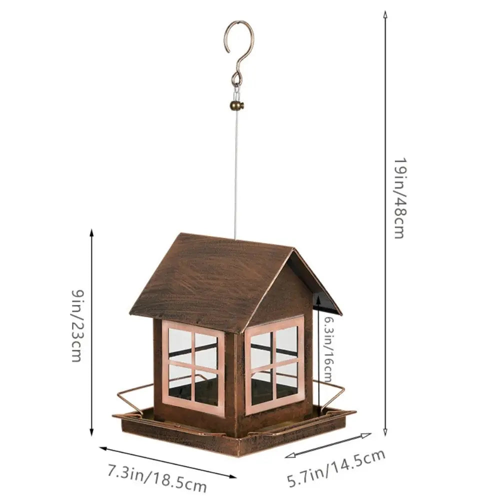 House-Shape Hanging Bird Feeder | Large Capacity Metal Garden