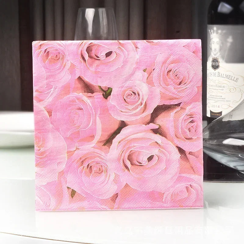 20PCS Rose Flower Assorted Vintage Napkins Decoupage Materials Christmas Paper Towels Crafts Disposable Tableware беби бон Oasis Select 03