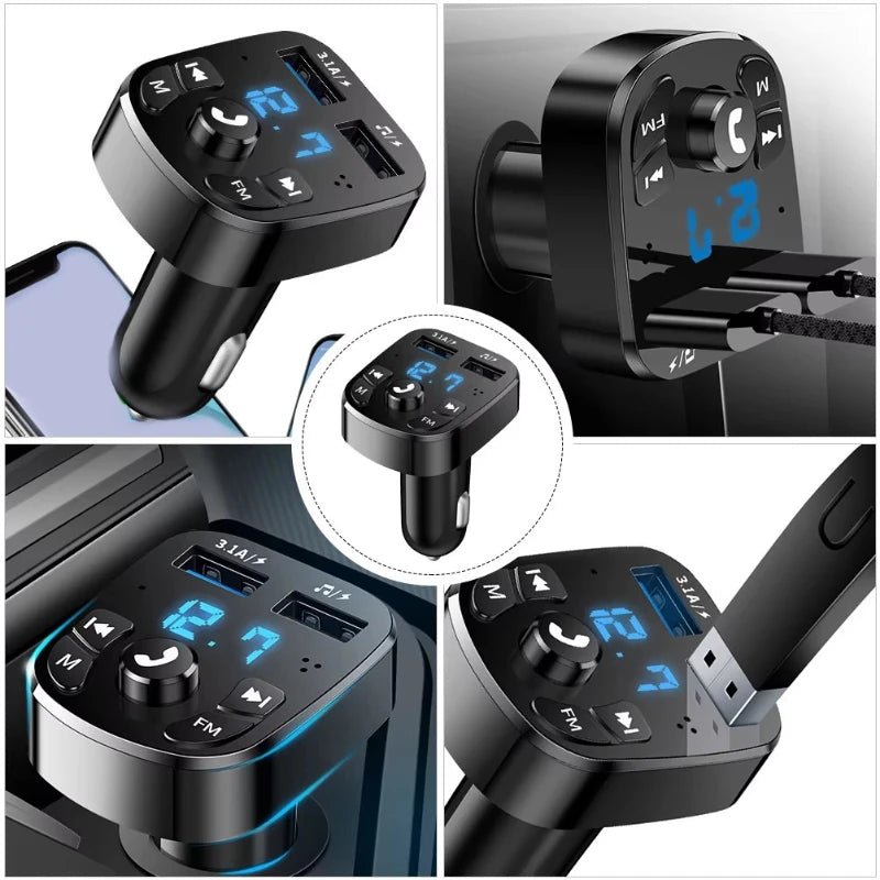 1/2/4/6pcs Bluetooth 5.0 Fm Transmitter Car Mp3 Player Wireless Hands-Free Audio Receiver Car Radio Dual USB Fast Charger Oasis Select