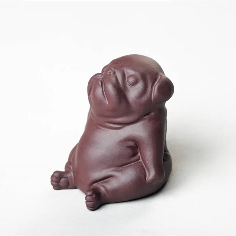 Zisha Tea Pet Dog Small Ornament Zodiac Lazy Dog Sculpture Tea Pet Accessories Craft Decoration Oasis Select
