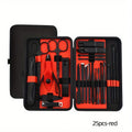 25PCS Set Professional Manicure Set Kits Stainless Steel Fingernail Toenail Clippers Set with Leather Portable Oasis Select red-25pcs